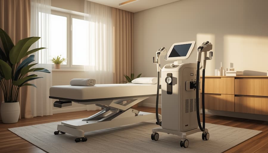 Estetinės medicinos klinikos kabinetas su inovatyviu HIEMT aparatu kūno procedūroms